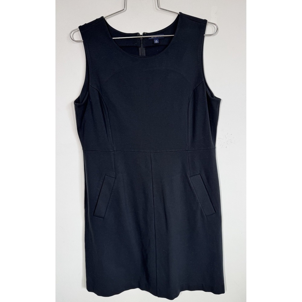 Lands End Black‎ Sleeveless Ponte Knit Sheath Dress Women's 16 Pockets Career